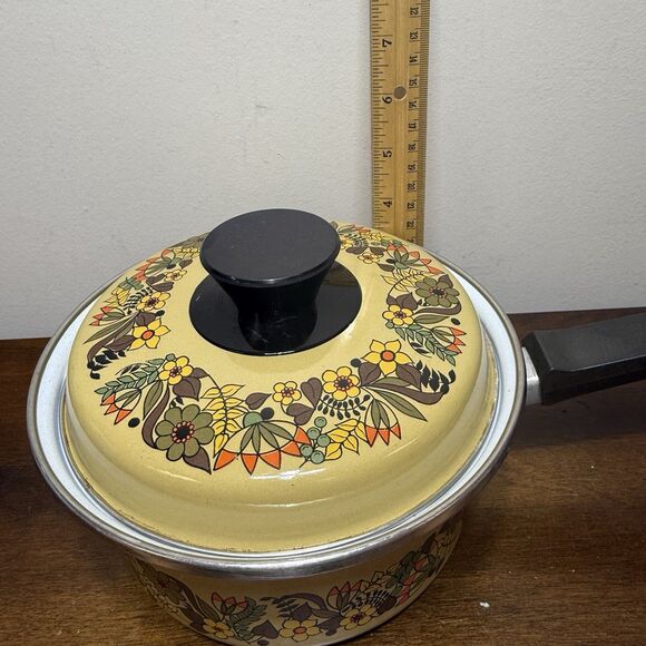 Hendlers Pointerware 7" Enamel Pot Saucepan Floral Hedgerow Retro Cottage VTG - Picture 8 of 8
